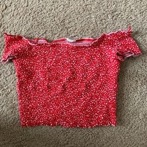 Red & White Crop Top